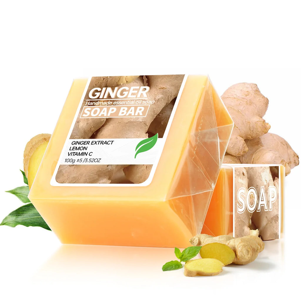 Ginger soap facial cleansing handmade soap, ginger lemon essential oil soap, balanced oil to brighten skin tone, portable travel Oasis Select