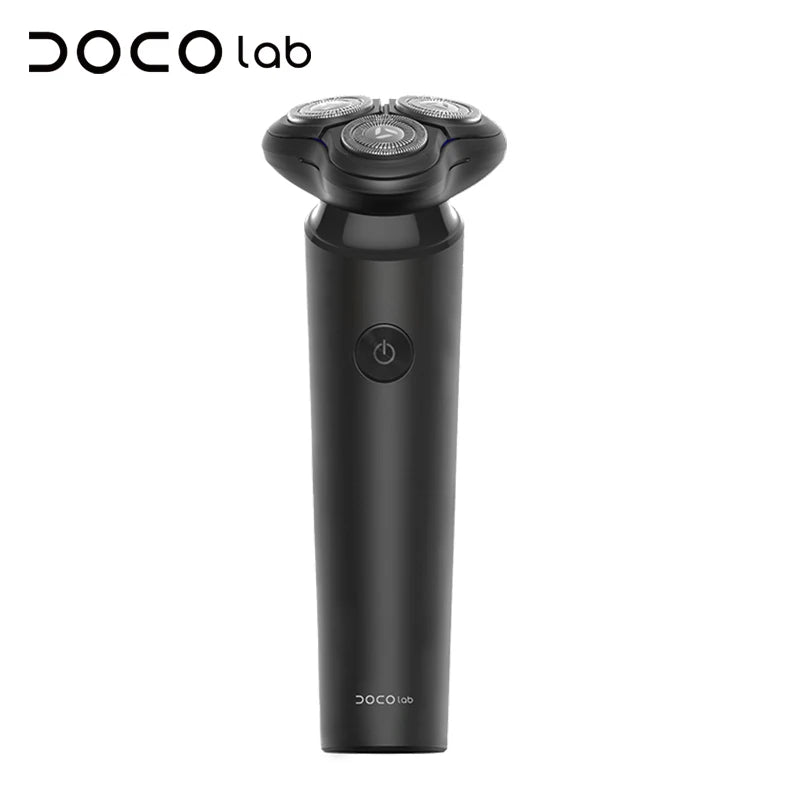 DOCOLAB Electrical Rotary Shaver for Men 3D Floating Blade Washable Type-C USB Rechargeable Shaving Beard Machine Oasis Select black