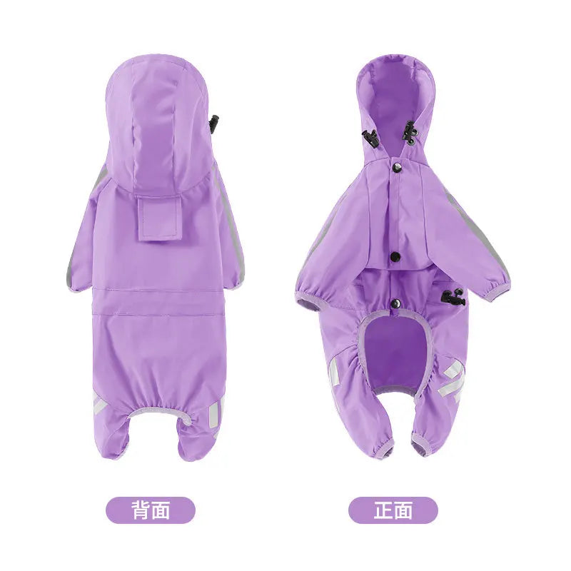 A Four-legged Waterproof Raincoat for Dogs, Large, Medium and Small-sized Pets, and A Pet Raincoat for Going Out on Rainy Days Oasis Select purple L L-30.5cm