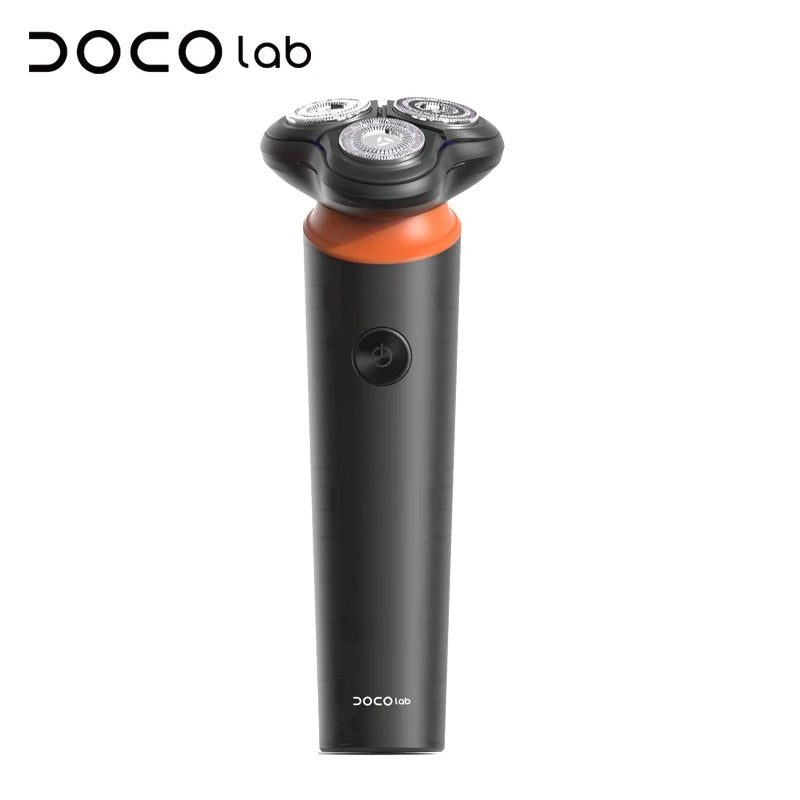 DOCOLAB Electrical Rotary Shaver for Men 3D Floating Blade Washable Type-C USB Rechargeable Shaving Beard Machine Oasis Select Orange