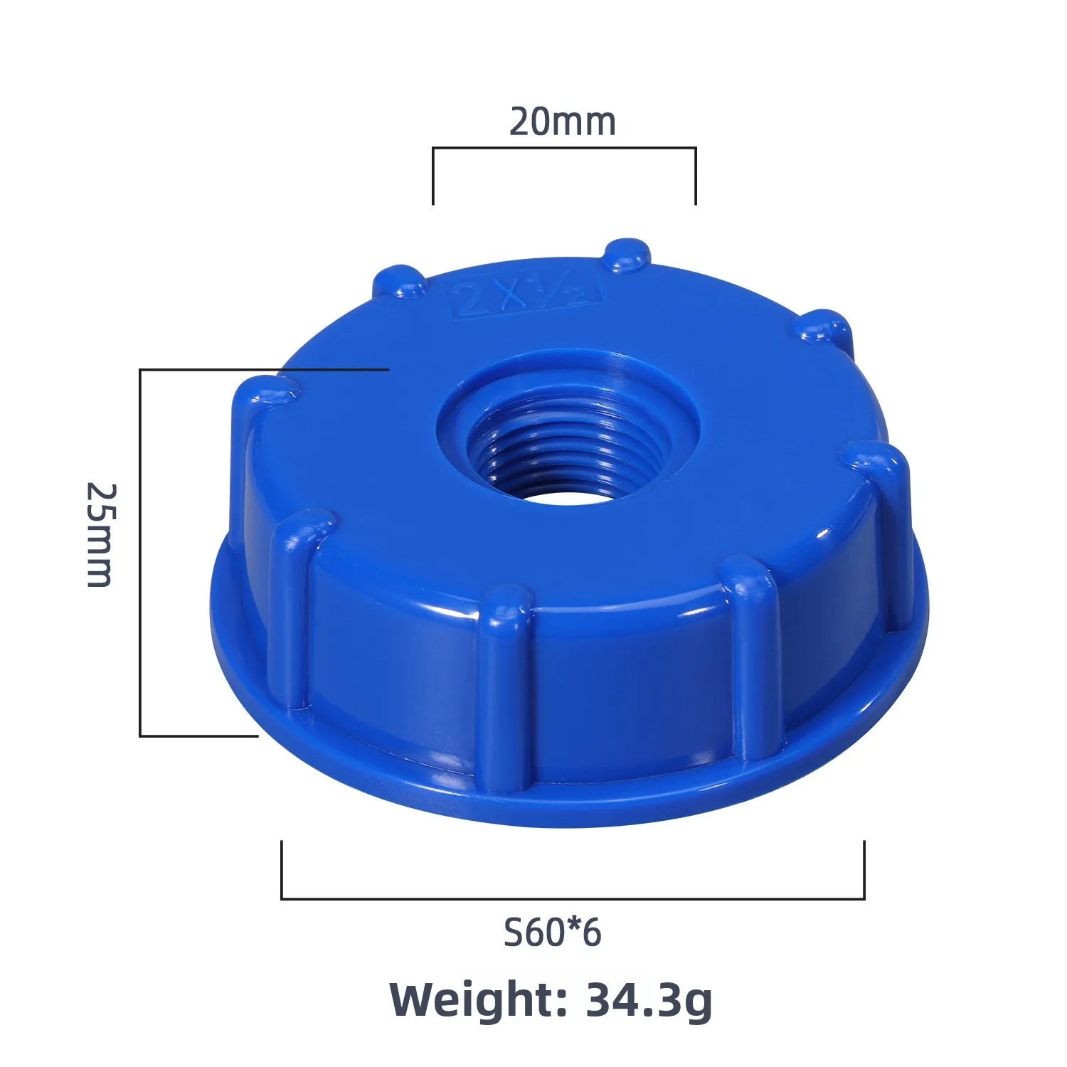 1Pc Durable IBC Tank Adapter - S60x6 Coarse Threaded Cap (60mm Female Thread) to 1/2", 3/4", 1" Connector Oasis Select D