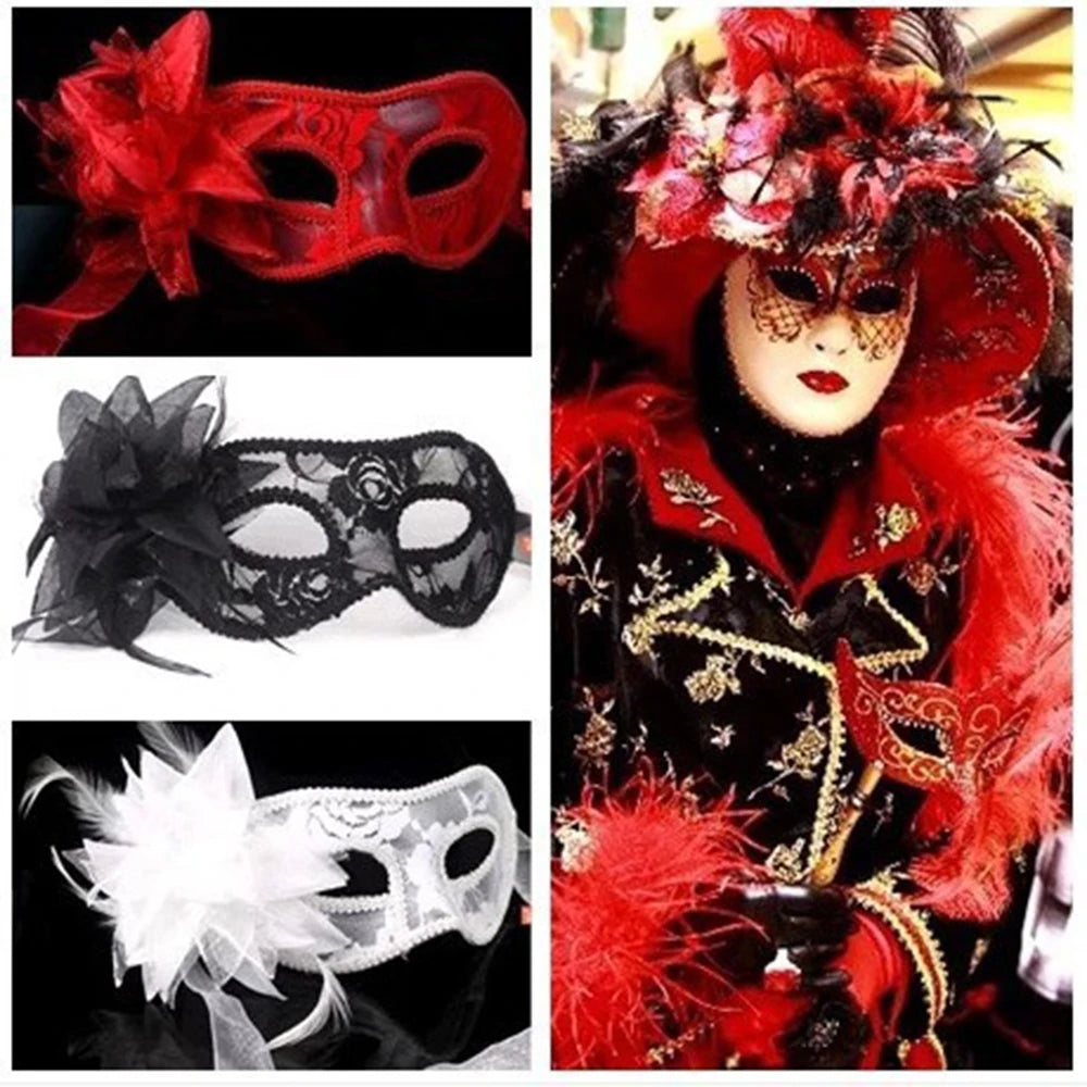 Lace Floral Half-Face Venetian Masquerade Mask | Halloween Party