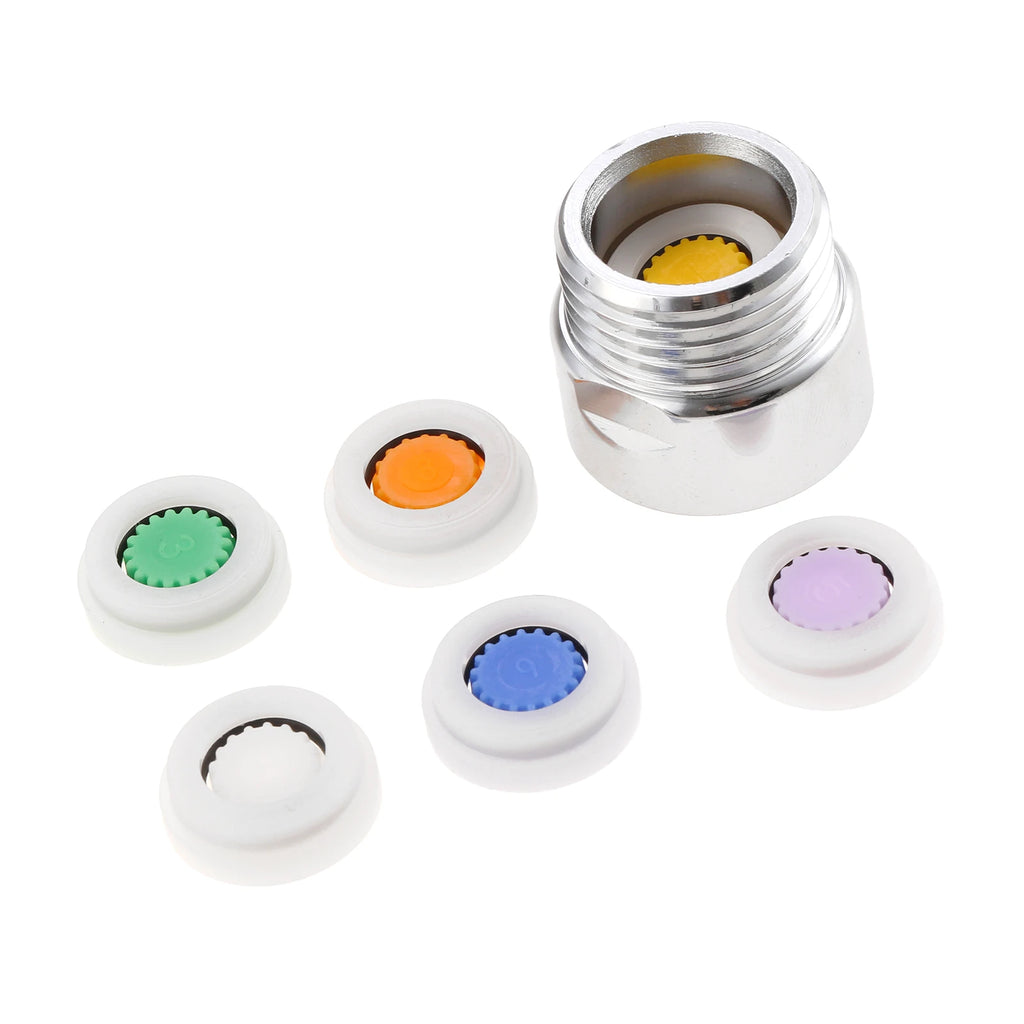 8PCS Shower Water Flow Restrictor Kit 1.2-2.5GPM Water Saving Cores with Adapter Washer for Bathroom Shower Kitchen Faucet Oasis Select