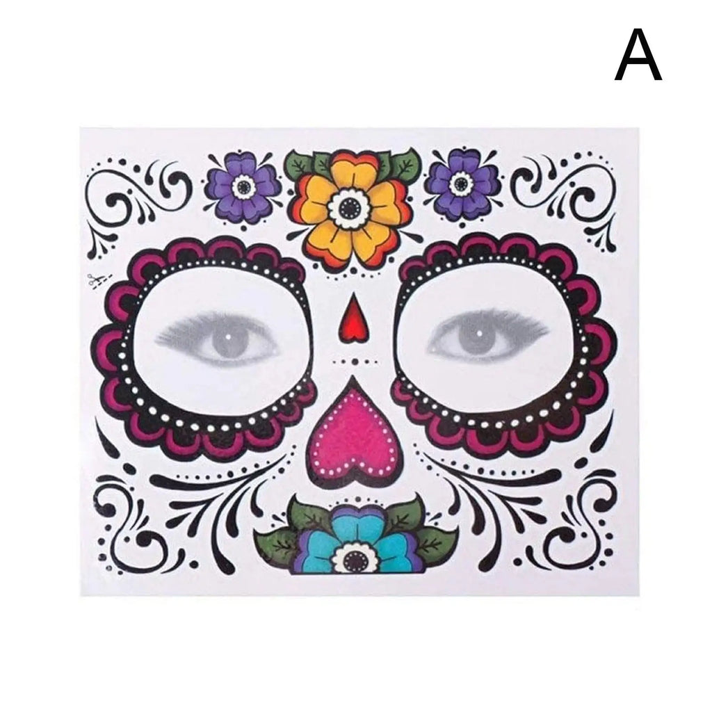 Halloween Skull Face Temporary Tattoo Stickers – Day of Dead Temporary Face Tattoo Oasis Select A China