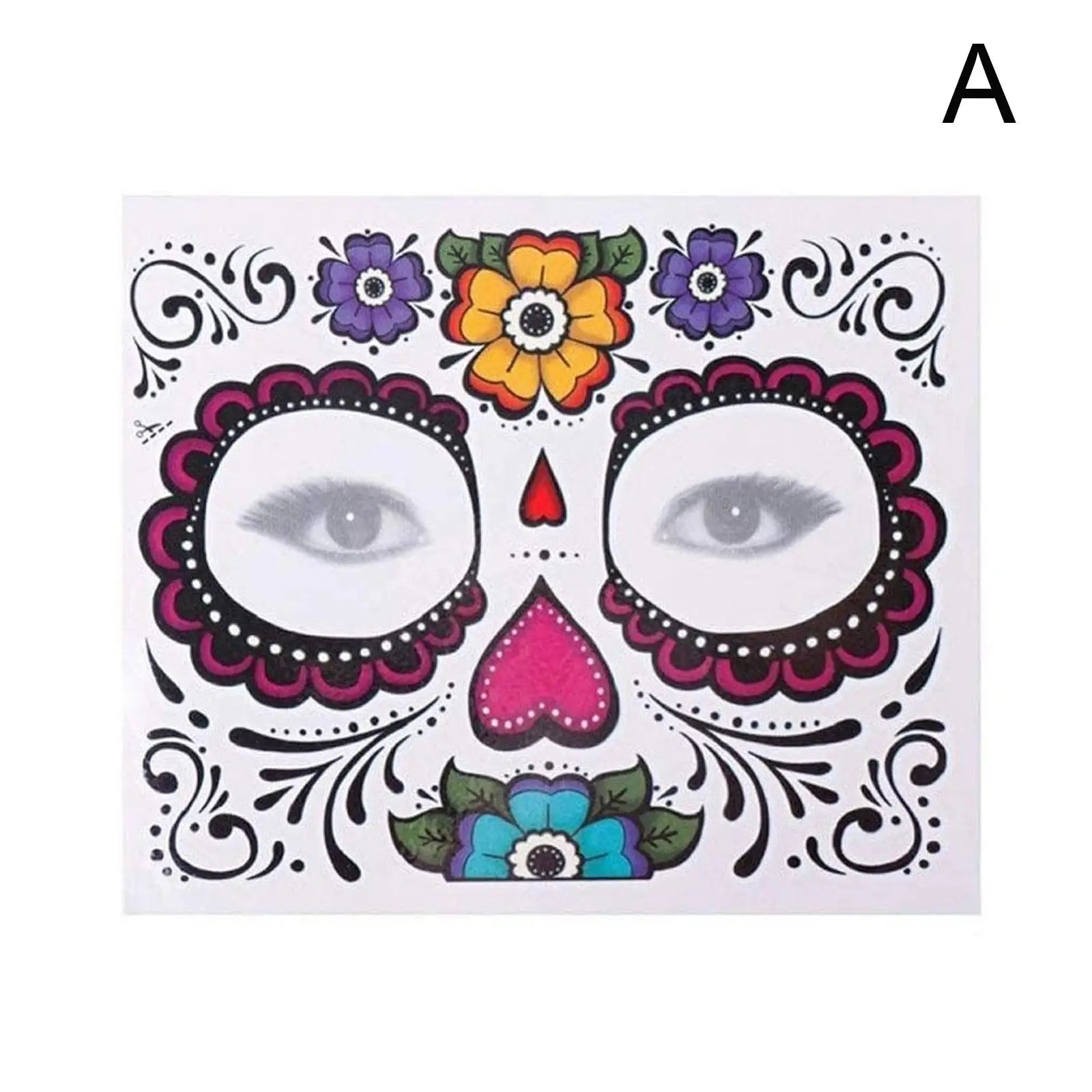 Halloween Skull Face Temporary Tattoo Stickers – Day of Dead Temporary Face Tattoo Oasis Select A China