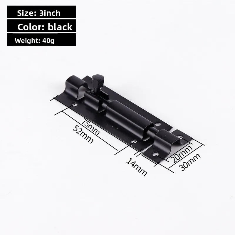 Black Door Lock Barrel Aluminum Alloy Door Lock Latch for Home Hardware Gate Safety Door Bolt Tower Window Catch Lock Silver Oasis Select 75mm 2
