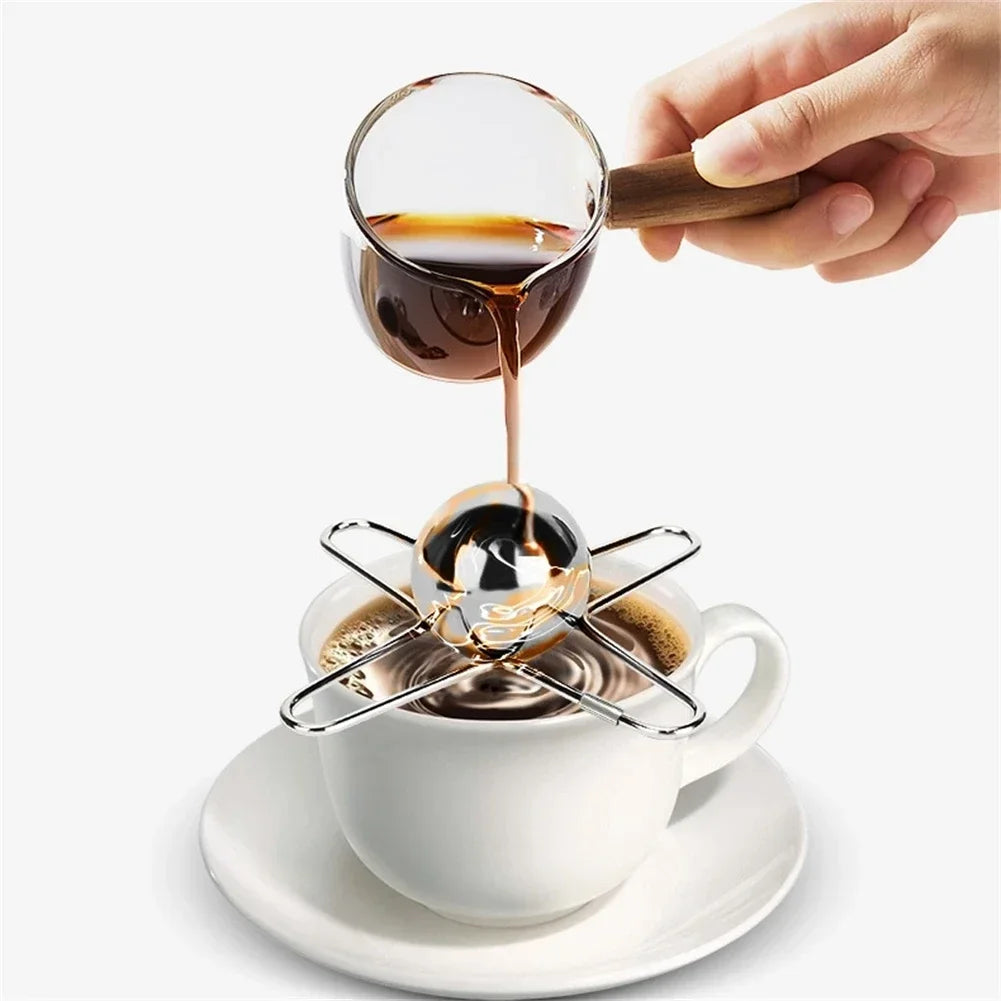 Stainless Steel Espresso Coffee Ice Cube Ball Whiskey Chilling Stone With Holder Reusable Cooling Coffee Tool Oasis Select