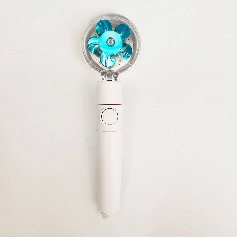 Filtered Turbo Propeller Bathroom Shower Head High Pressure Water Saving Stop Button Showerhead Water Pressure Adjustable Shower Oasis Select White Blue Fan