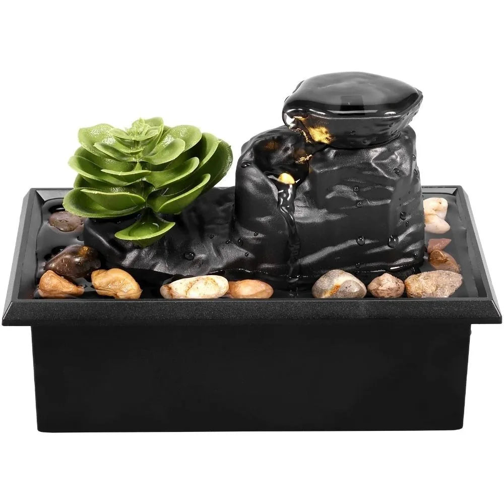 Creative Exquisite Tabletop Fountain Plastic Realistic Tabletop Waterfall Relaxation Mini Fountain Desktop Oasis Select style B