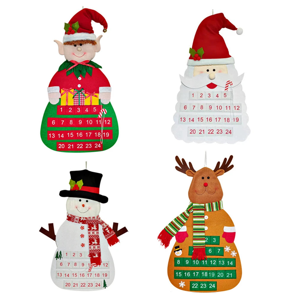 Christmas Party Felt Christmas Calendar Christmas Tree Decor Advent Calendar As Show Long-lasting Use Comfortable Cloth Material Oasis Select