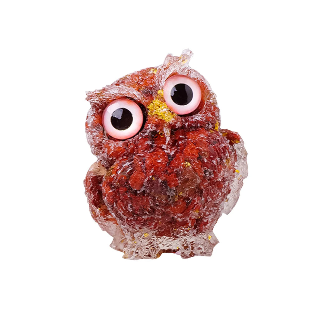 1PC Natural Owl Amethyst Rose Quartz Cute Animal Image Macadam Drip Glue Resin Owl Household Supplies Desktop Ornament Oasis Select