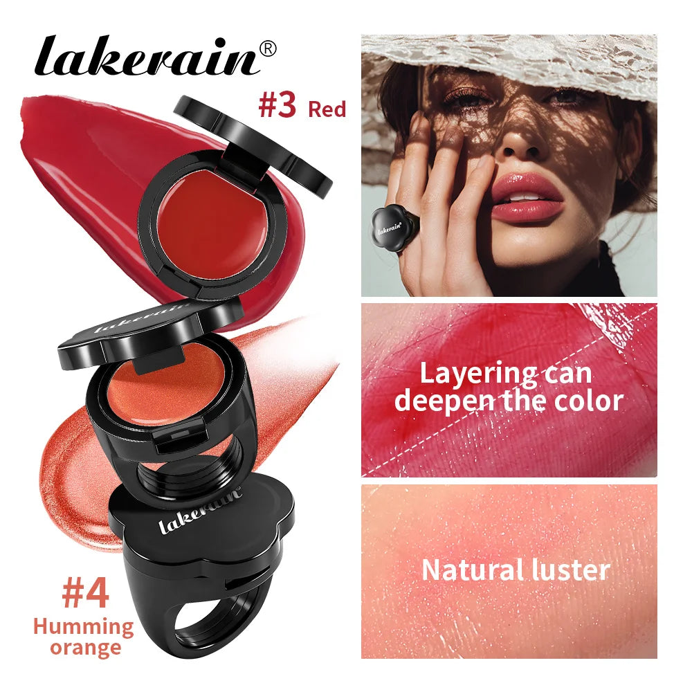 Lakerain Ring Rouge Lipstick Long Lasting Moisturizing Shining Lips Cheeks Dual-use Anti wrinkle Nourishment Ring Style Lipstick Oasis Select