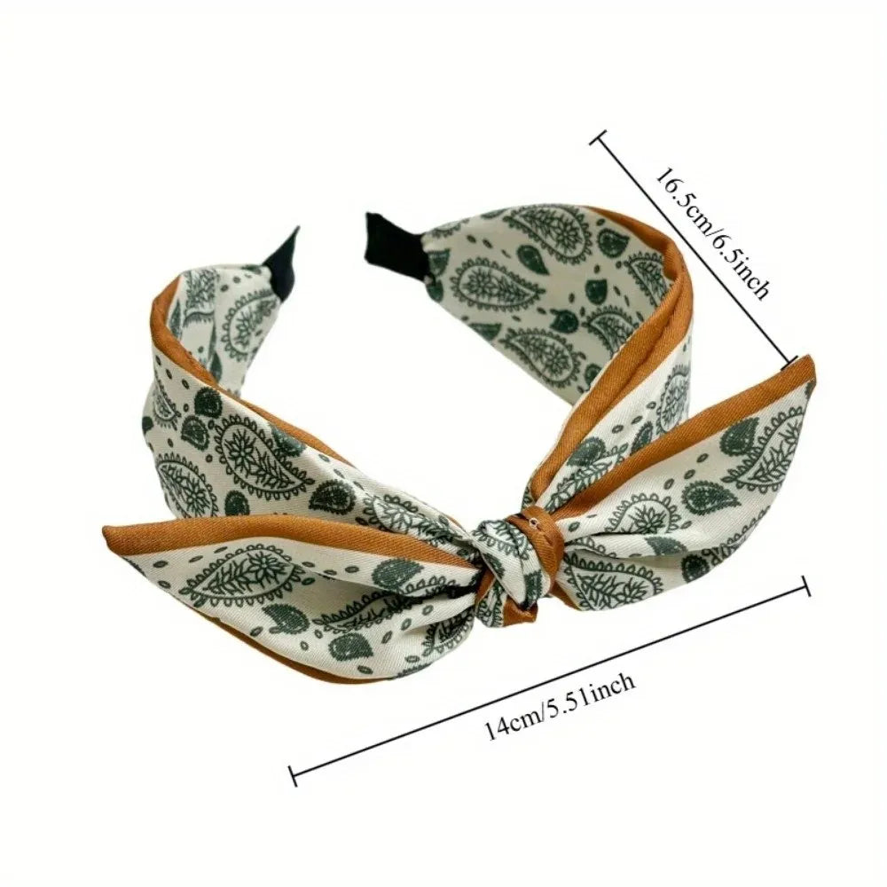 New Wide Brim Bowknot Headband Floral Paisley Hair Band Elastic Cloth Hair Hoop Girls Oasis Select