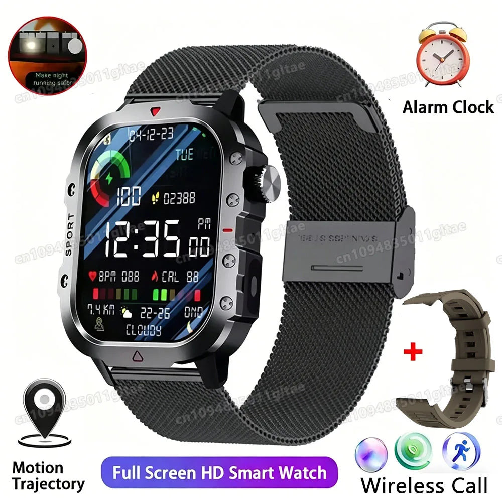 2026 New Military Smart Watch Men IP67 3ATM Outdoor Sports Fitness Tracker Blood Pressure Health Monitor BT Calls GPS Smartwatch Oasis Select Br22BkMilan 2.01