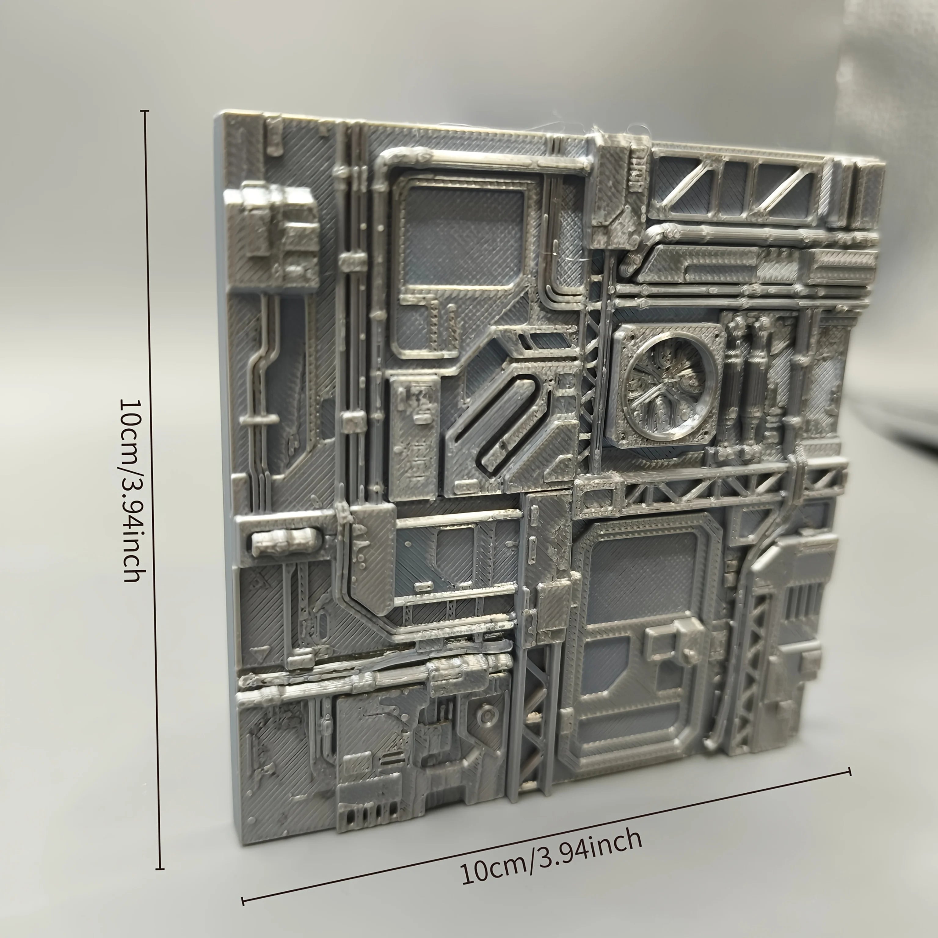Sci-Fi Spaceship Wall Panel Model - Industrial Futuristic Station Tile, Cyberpunk Diorama Base for Miniature Scenery Oasis Select silver