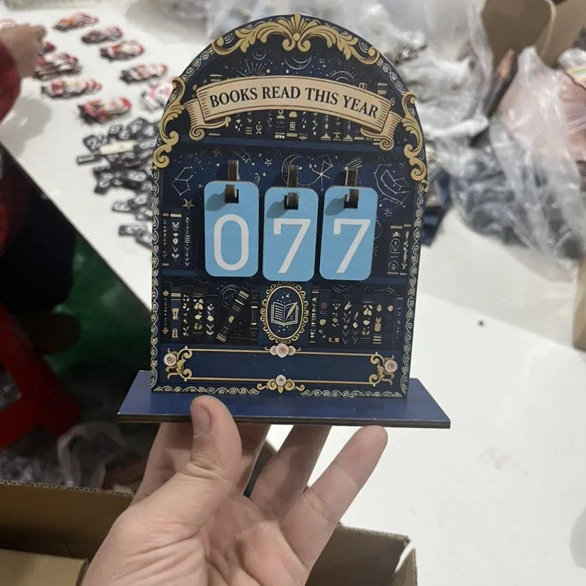 Retro Wooden Reading Challenge Tracker Counter Up To 999 Books Record Keeper Home Classroom Ornament Gift for Book Lovers Oasis Select
