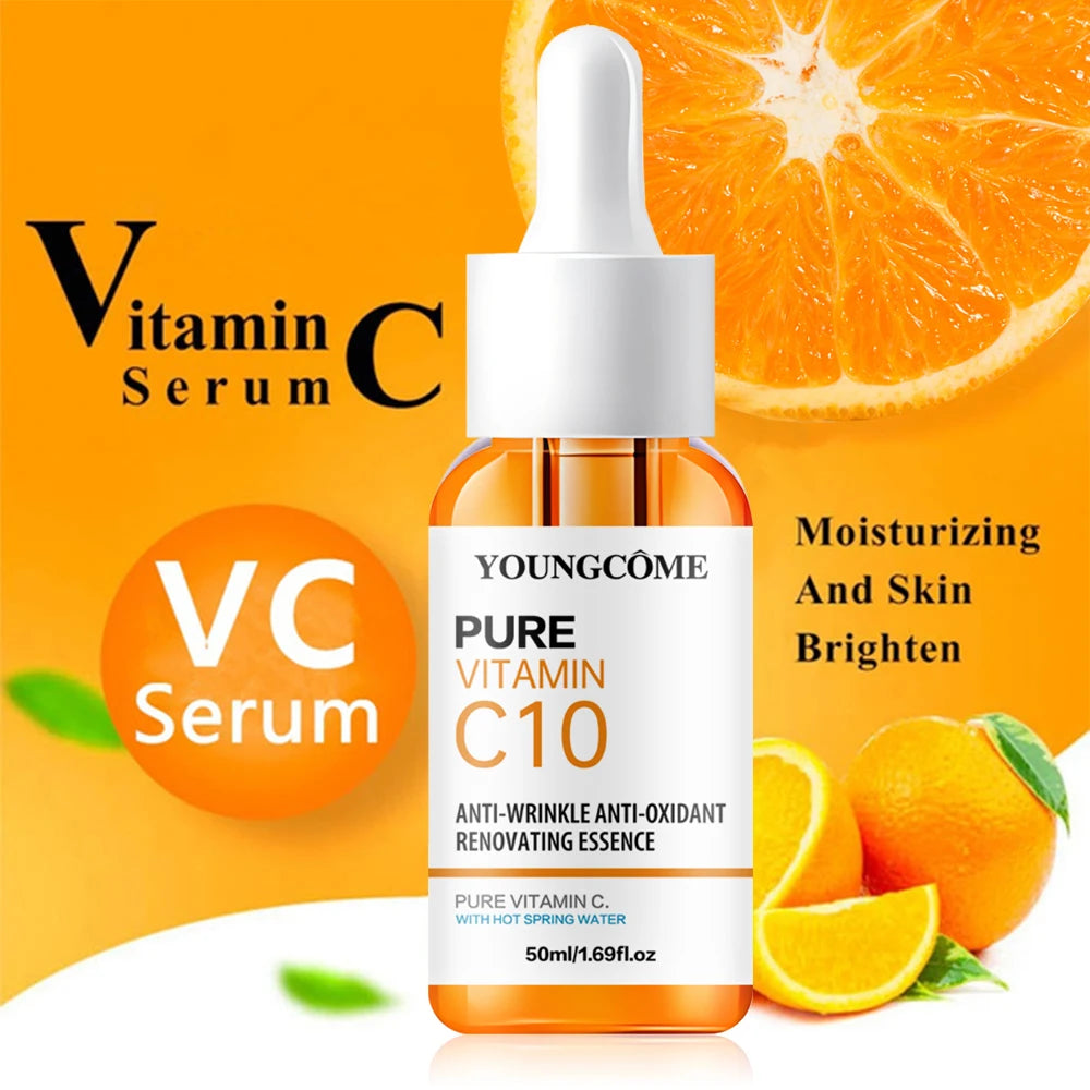 Vitamin C Facial Essence Hyaluronic Acid Dark Skin Brighten Serum Fade Fine Lines Moisturizing Repair Dull Serum Face Skin Care Oasis Select