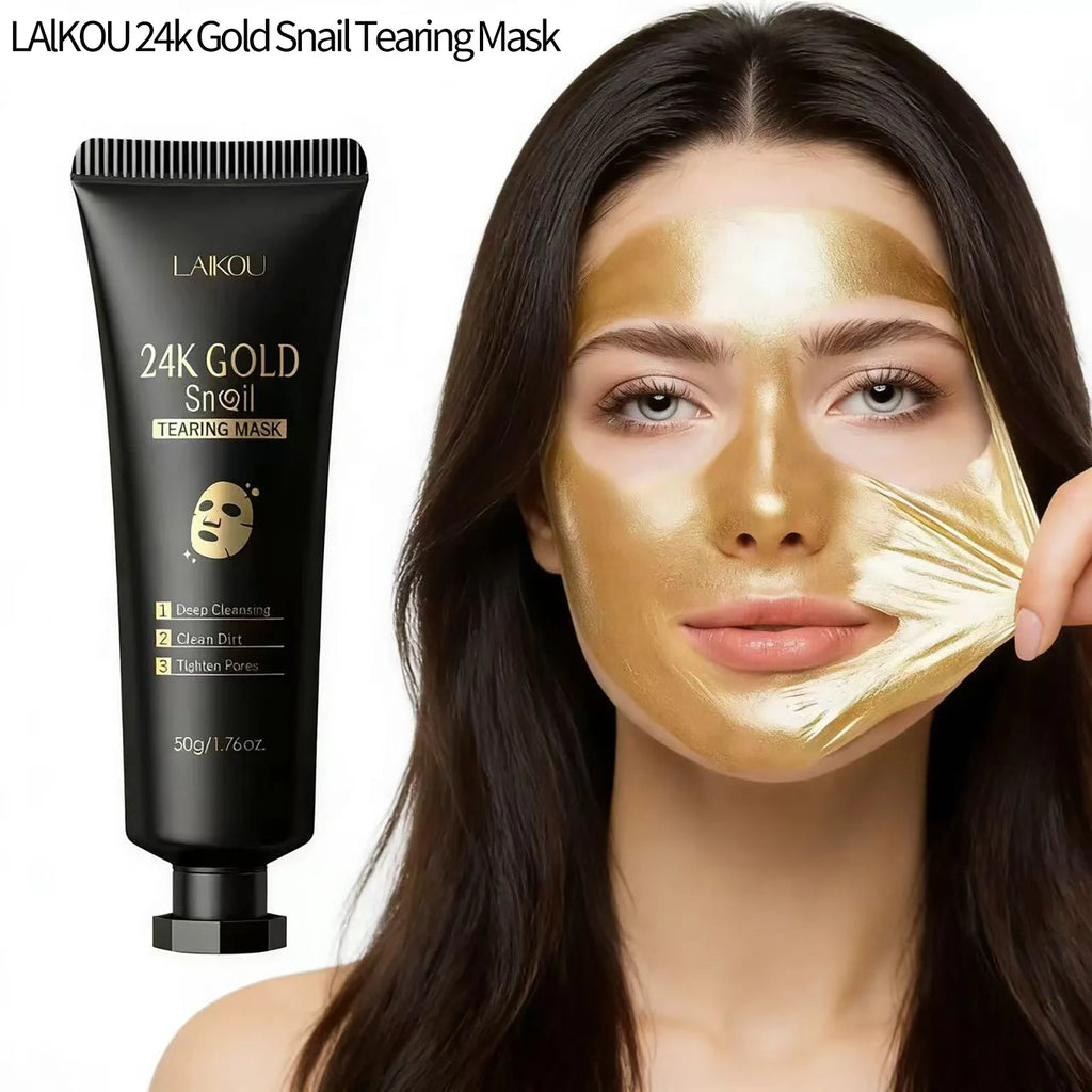 LAIKOU 24K Gold Snail Tear Off Mask, Deep Cleansing Pore Minimizing, Oil Control Blackhead Removal, Tightening Mask 50g Oasis Select