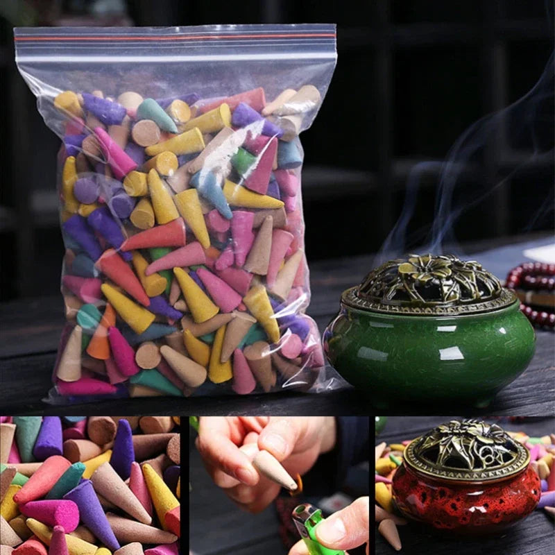 60Pcs Scented Incense Cones Anxiety Relief Fragrance Incense Cones Natural Scents Cones for Meditation Relaxation Sandalwood Oasis Select