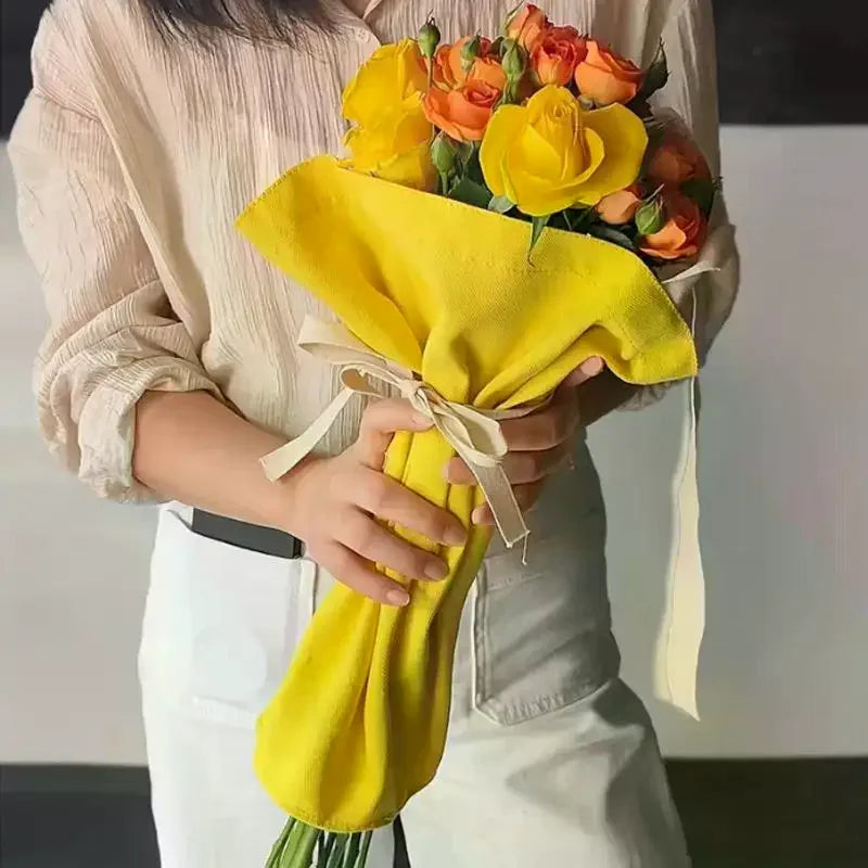 Reusable Canvas Flower Tote Bag | Tie Closure & Long Straps