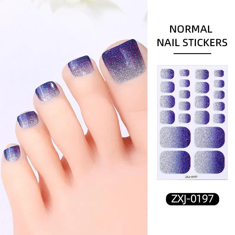 Toe Nail Stickers Full Nail Wraps Gradient Glitter Toenail Polish Strips for Women Shiny Self Adhesive Polish Gel Toenail Decals Oasis Select L