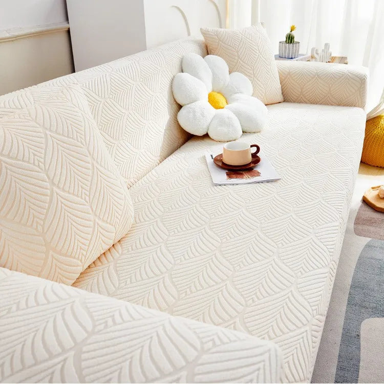 Elastic Sofa Cover All-season Anti-slip Anti-cat Scratch 360° Dust-proof and Beautiful Hair Cover Couch Cover Oasis Select White 3 person 190cm-230cm