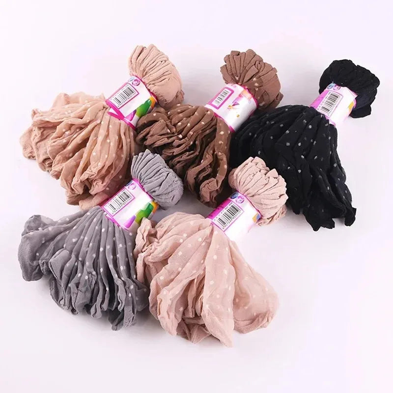 10/30pairs Black Dot Transparent Socks Ultra-thin Elastic Women Crystal Silk Socks Nylon Fashion Ladies Summer Short Ankle Socks Oasis Select