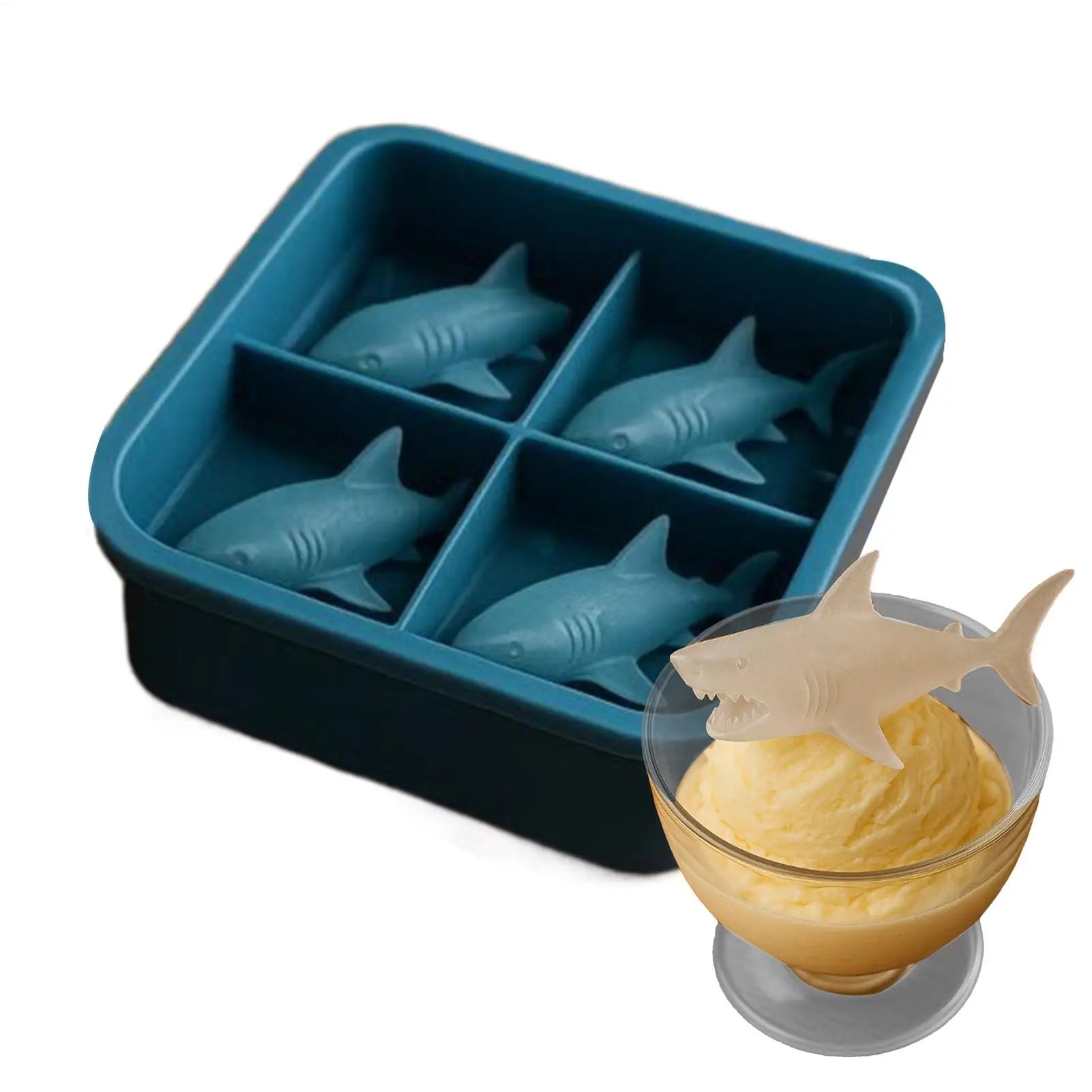 3D Silicone Shark Mold Funny Ice Mold Cute Easy Release Silicone Tray Shaper Mould Creative Fish Ice cubes Mold For Drink Water Oasis Select