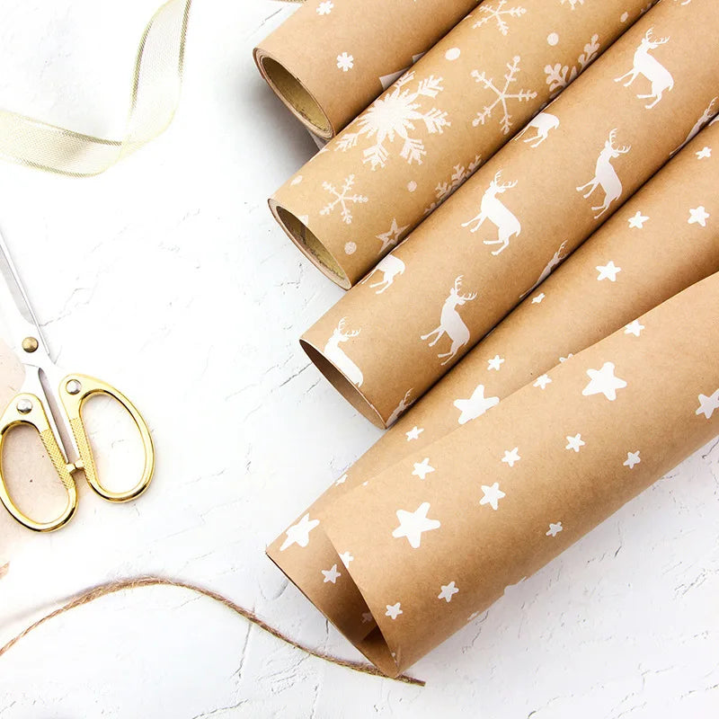 Christmas Gift Wrapping Paper with Snowflake Tree Pattern Paper Roll 16.9"x590" Eco-Friendly Paper Material for Holiday Presents Oasis Select
