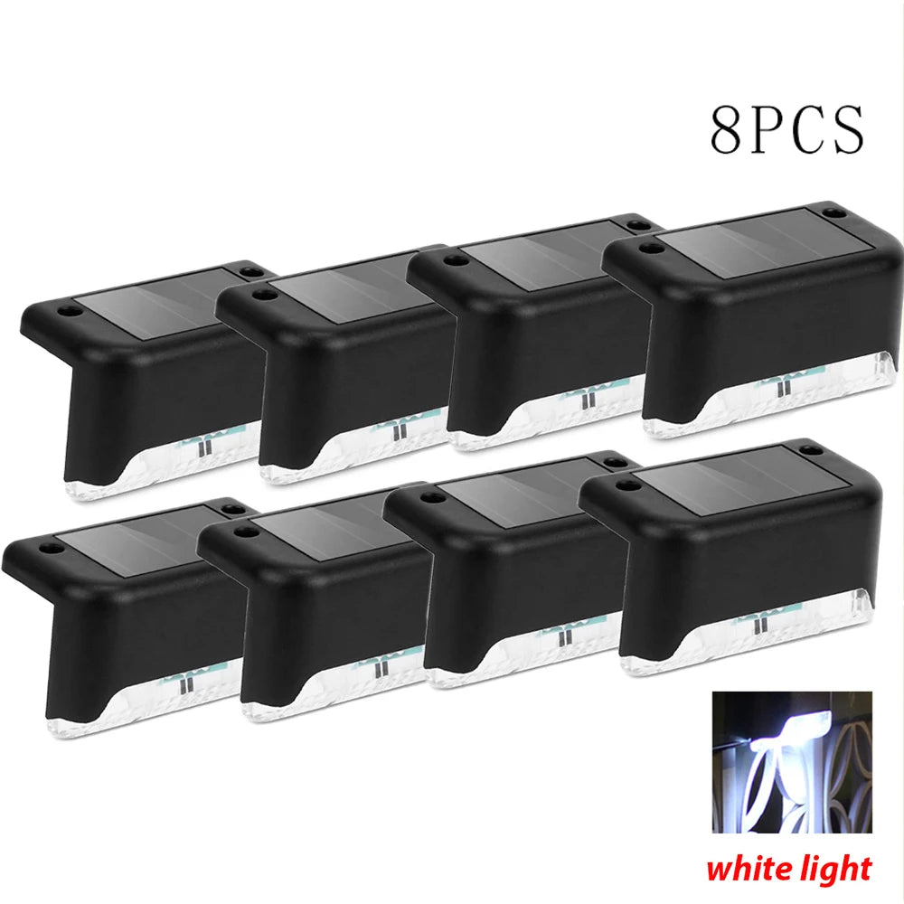 Mini Solar LED Deck Lights Garden Step Sun Power Waterproof Lamp Outdoor Balcony Fence Stairs Decoration Small Night Light Oasis Select white light 8PCS