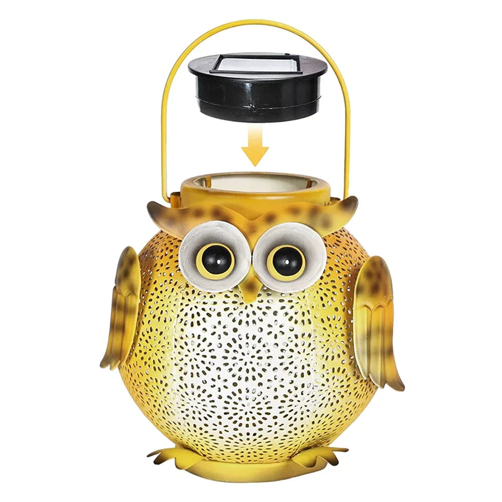 Hanging Solar Owl Lantern – Iron Art Outdoor Garden Light Solar Garden Lantern Oasis Select 1pc france
