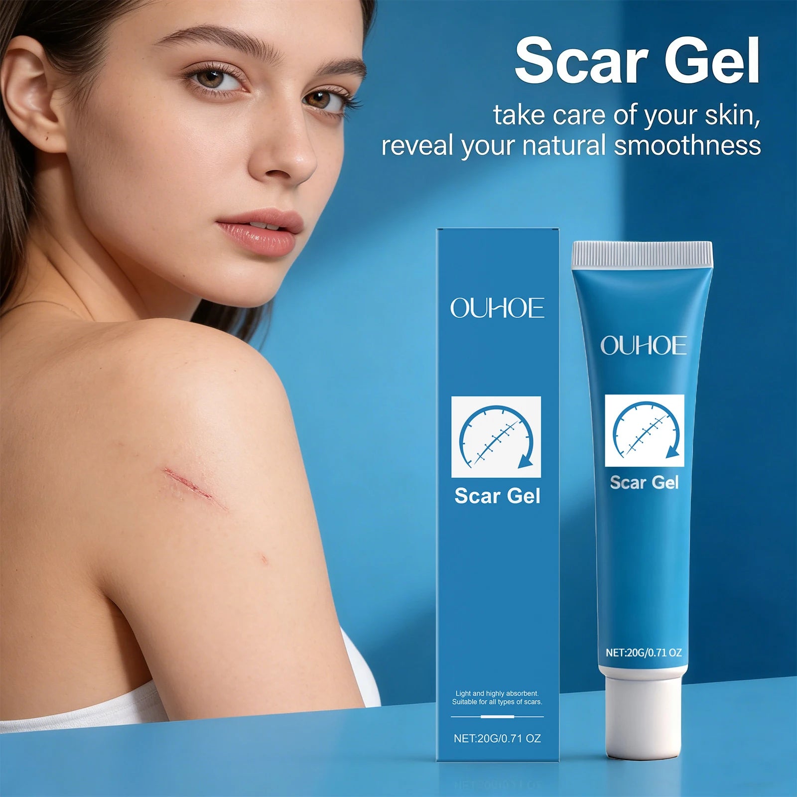 Ouhoe Scar Gel Scar Repair Cream Fade-Out Scald Scar Skin Wound Cream Stretch Marks Acne Marks Repair Gel Skin Care Products Oasis Select