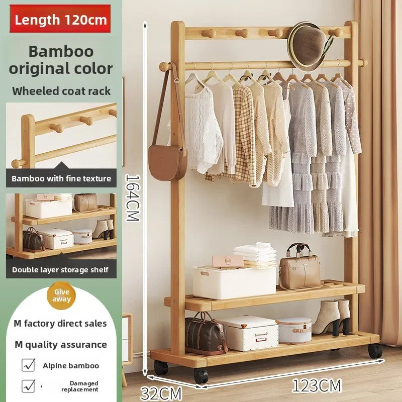 Multi-functional Hanging hanger Floor-to-ceiling bedroom coat rack Movable drying rack coat rack Oasis Select