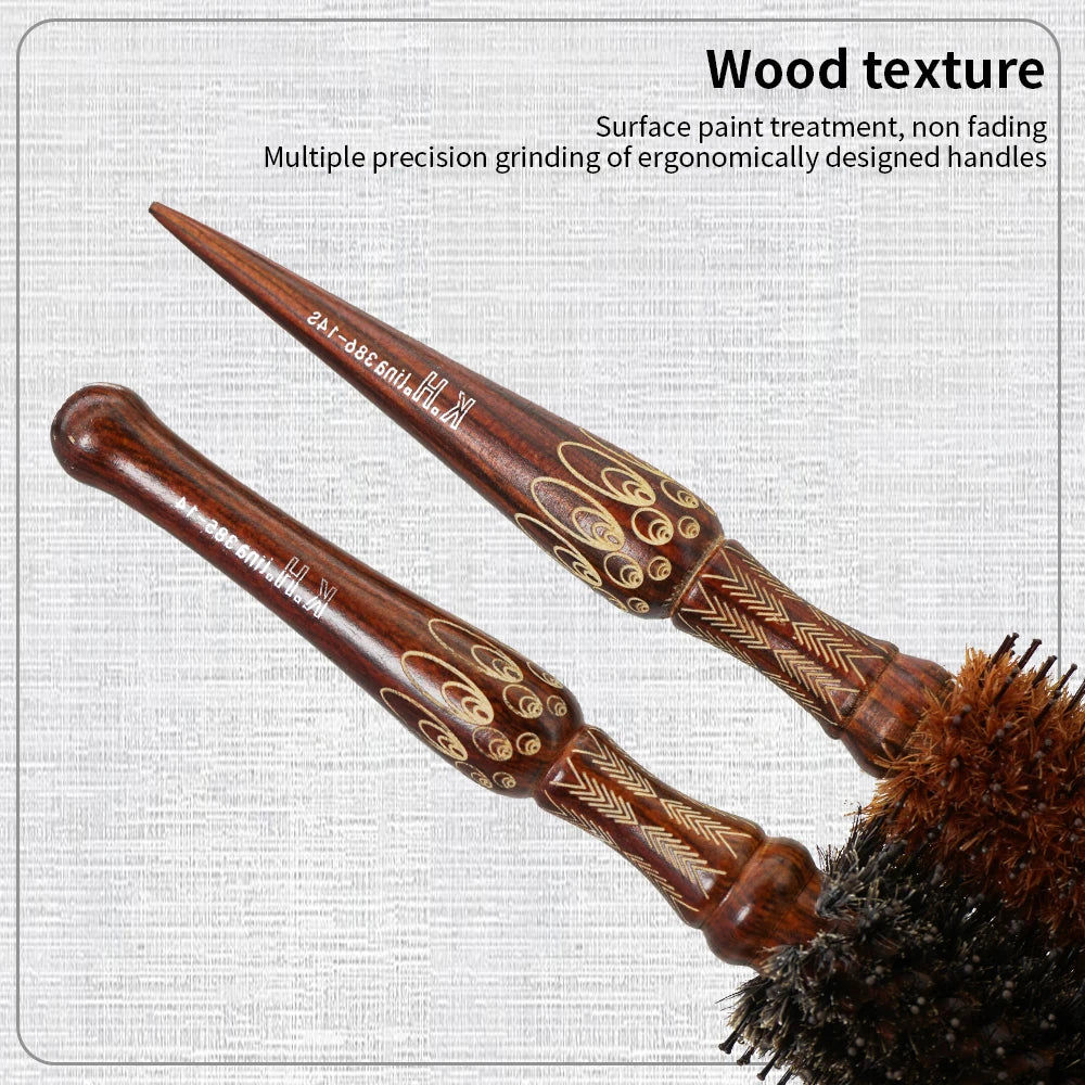 Wooden Round Hair Brush – Anti-Static Boar Bristle Styling Tool Round Hair Brush Oasis Select