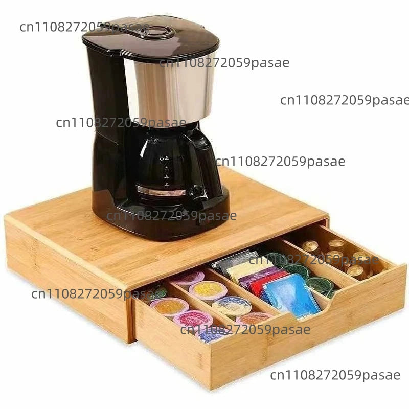 Bamboo Drawer Storage Box, Household Coffee Tea Capsule Storage Box, Tea Room Multi-Grid Coffee Storage Stand Oasis Select