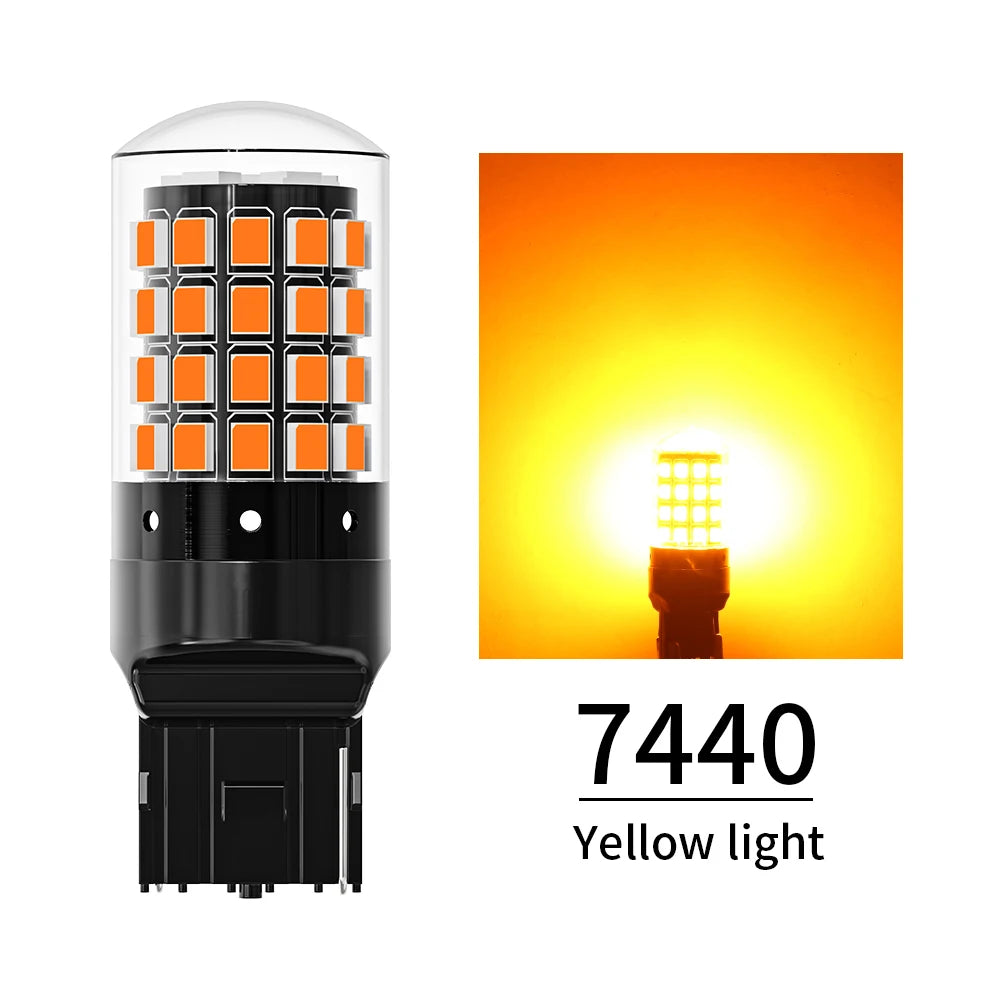 ASLENT 2-Pack 54-SMD LED Bulbs | Turn Signal Brake Reverse 12V Automotive LED Bulb Oasis Select 7440 W21W T20 Amber