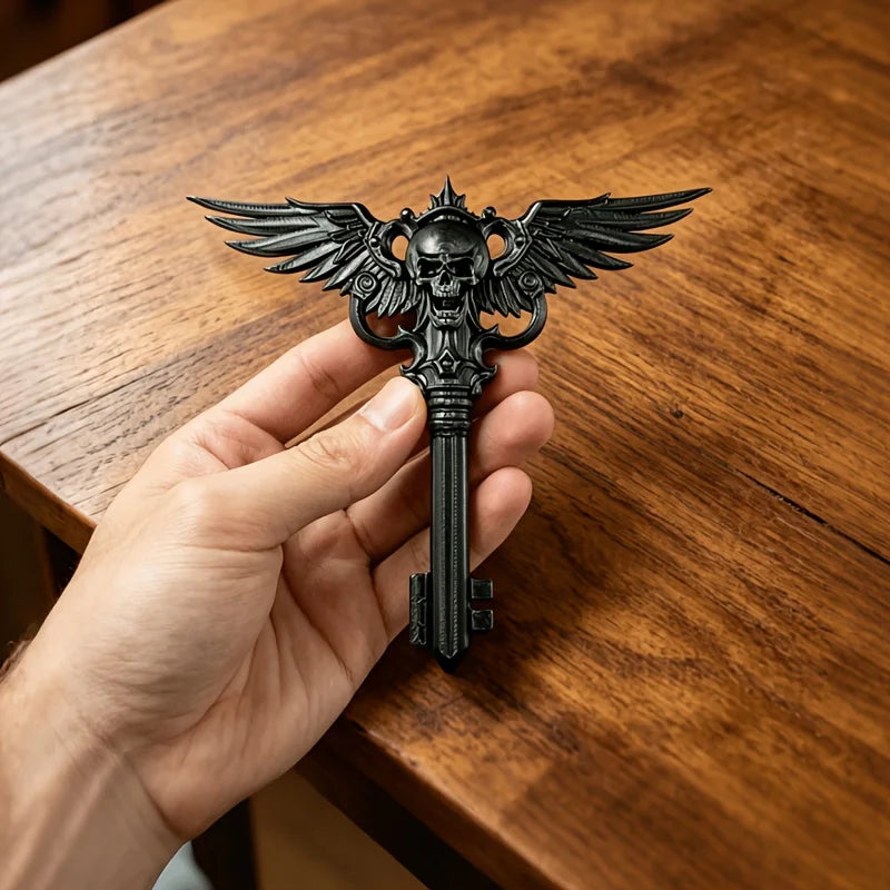 Gothic Skull Key Figurine Retro Art Statue Niche Creative Ornament Desktop Decor for Home Bookshelf Stylish Decoration Gift Oasis Select