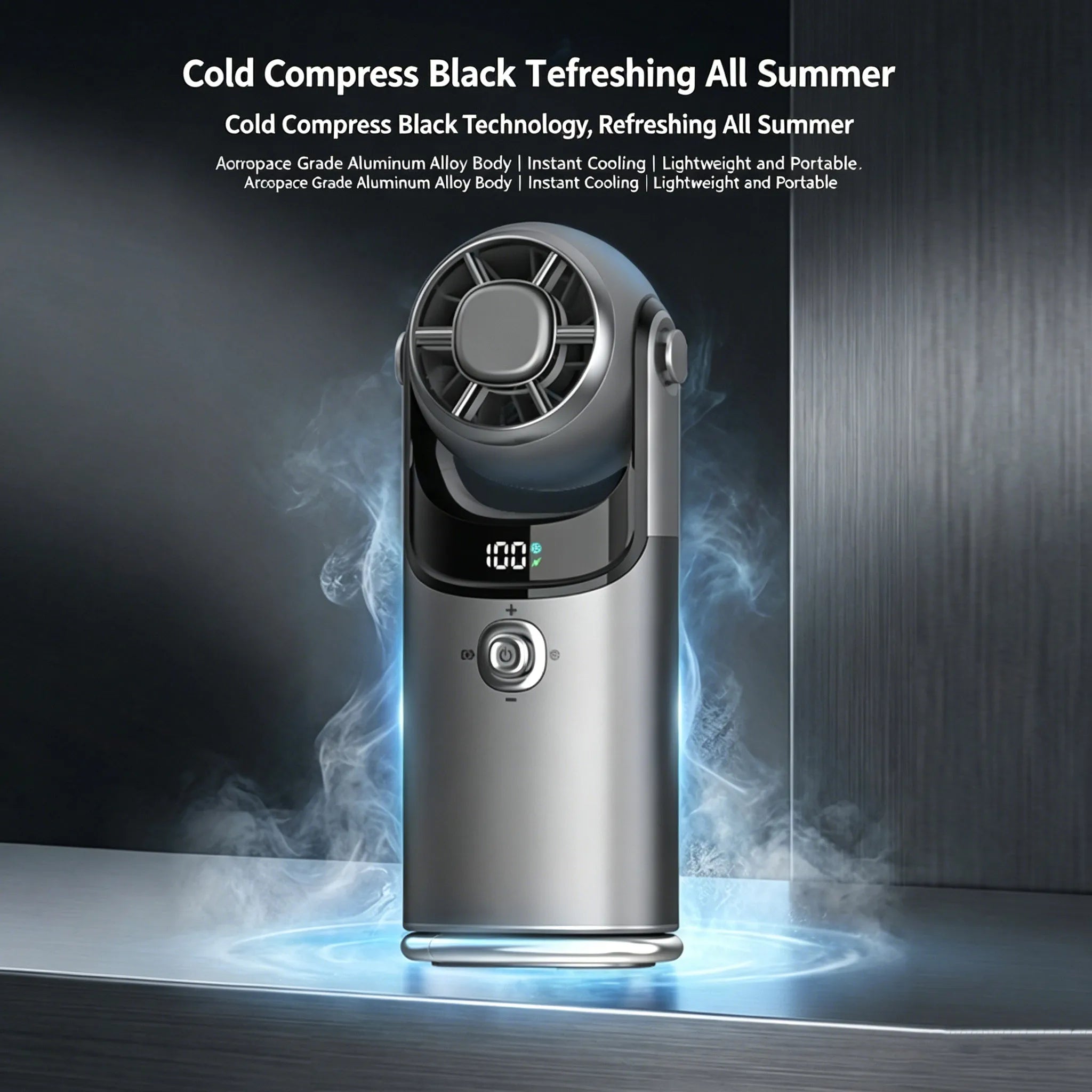 2026 New Semiconductor Cooling Handheld Fan 100 Speeds Ice Feeling Turbo Fan 3600mAh Rechargeable Neck Fan With LED Display Oasis Select