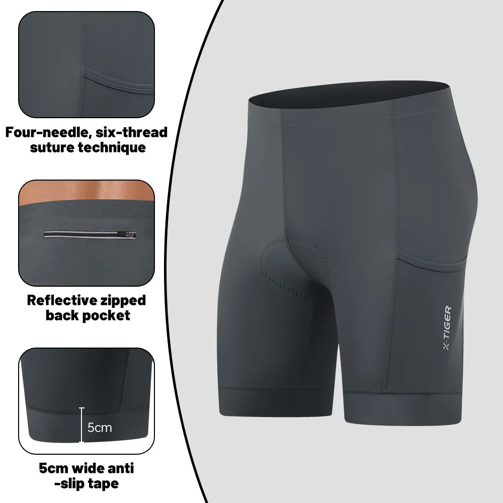 X-TIGER Premium Road Bike Shorts With 5D Gel Pads Men's Cycling Shorts With Zippered Pockets Breathable Outdoor Cycling Gear Oasis Select