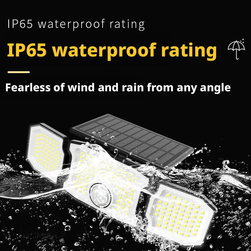 Solar LED Wall Light IP67 Waterproof | 3-Head Rotatable Garden Lamp