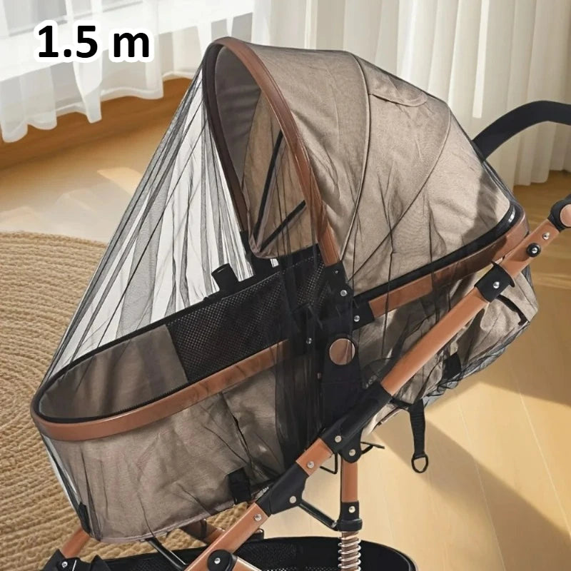 1pc Stroller Mosquito Net, Full Coverage Dense Mesh for Insect Protection, Polyester Outdoor Baby Stroller Gear Baby Accessories Oasis Select 1.5m black
