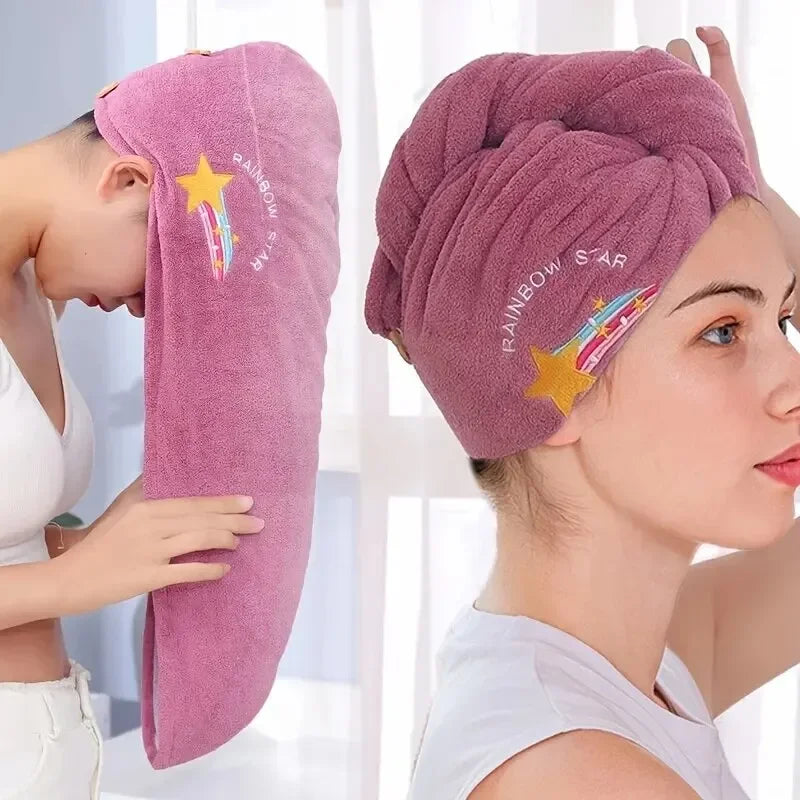 1pc Quickly Dry Hair Hat Super Absorbent Soft Bathroom Women Head Towels Girls Cute Hair Towel Hair Dry Wrap Bonnets Oasis Select