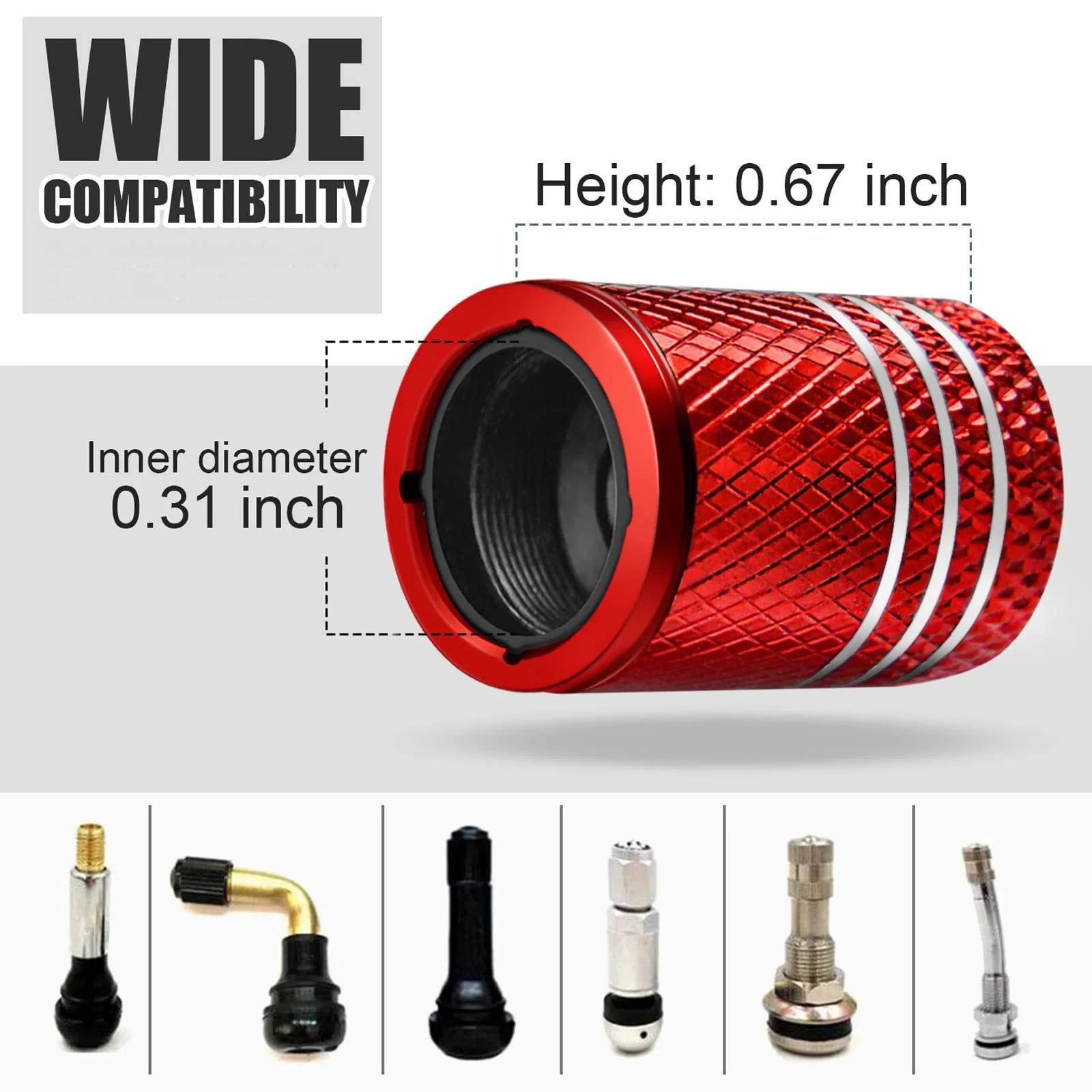 Tire Valve Stem Cap Cover - (4 Pack) Tire Air Caps Metal with Plastic Liner Corrosion Resistant Leak-Proof for Car Motorcycle Oasis Select