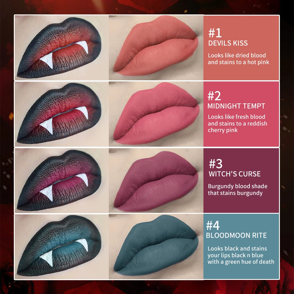Lakerain Matte Lip Stain Long-lasting Waterproof Lipstick Makeup Highly Pigmented Lip Tint Halloween Party Cosmetics Oasis Select