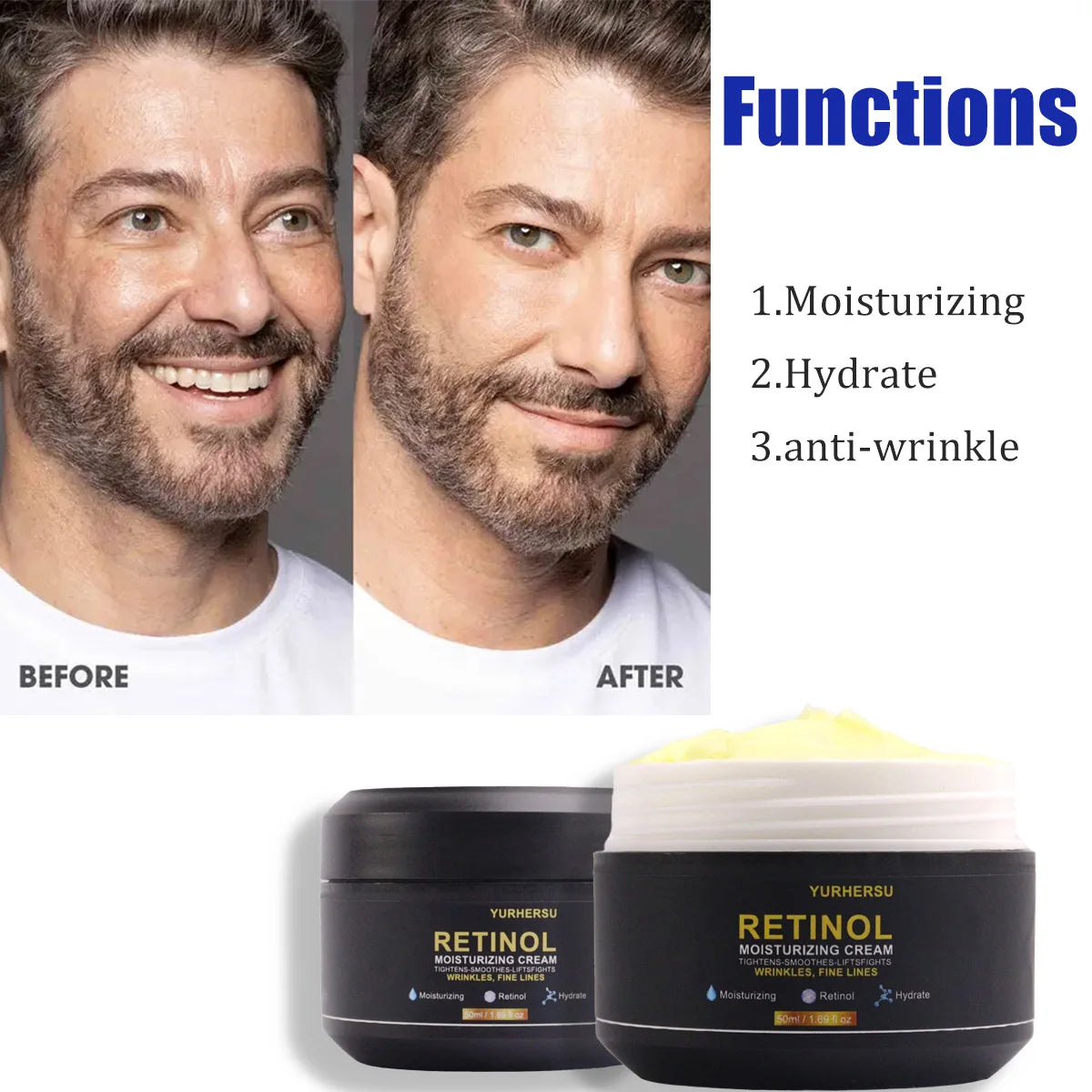 YURHERSU Retinol Face Cream for Men – Firms Skin 50ml Retinol Face Cream Oasis Select