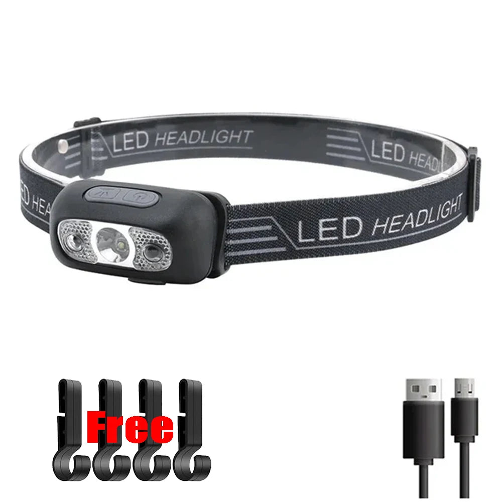 Ultra-bright Rechargeable Headlamp Portable 5 LED Headlight Head Torch Waterproof Working Light Outdoor Camping Fishing Cycling Oasis Select T014-Clip