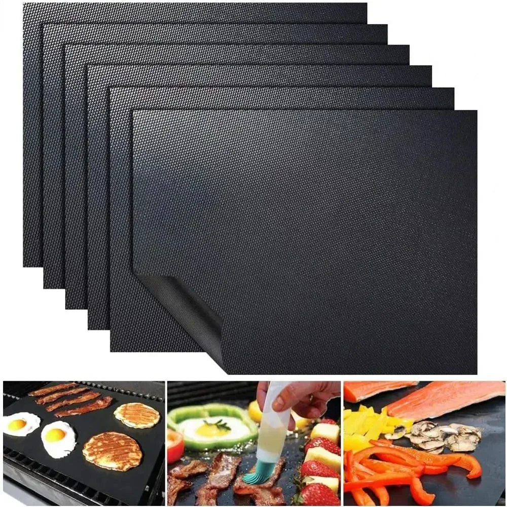BBQ Grill Mat Non-stick Mat Heat Resistant Grill Mat Outdoor Baking Reusable Barbecue Party Mat 40x33cm Grill Accessories Oasis Select 3PCS
