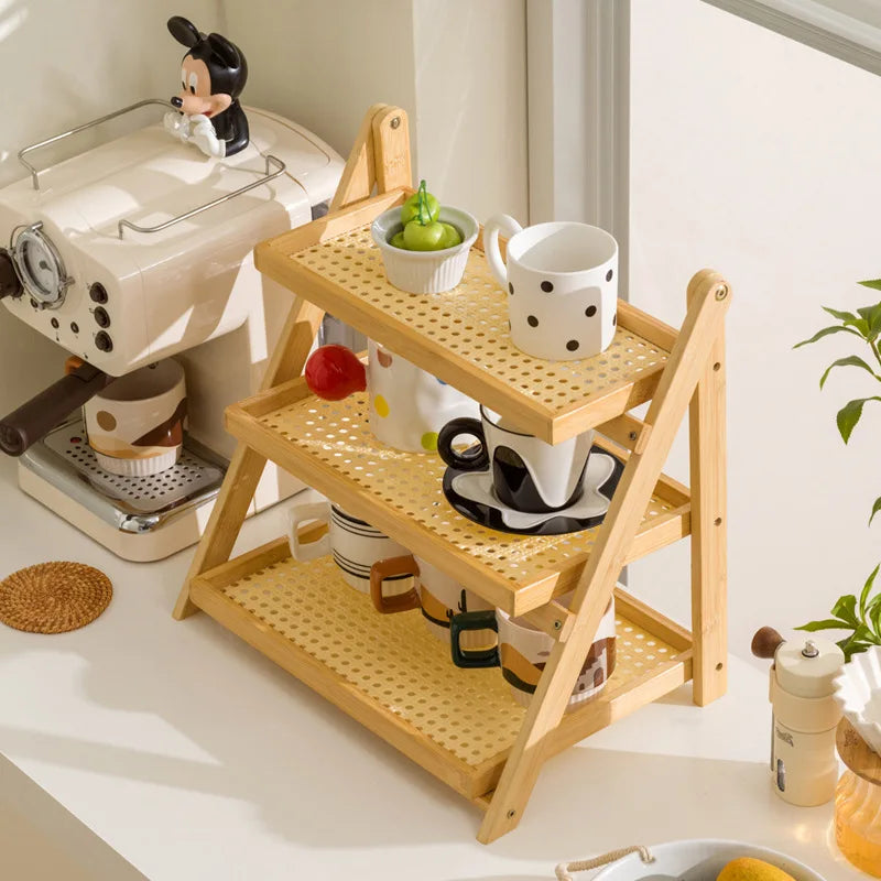 Foldable Shelf Desktop Small Hand-brewed Coffee Corner Arranger Bar Table Coffee Cup Storage Display Rack Oasis Select