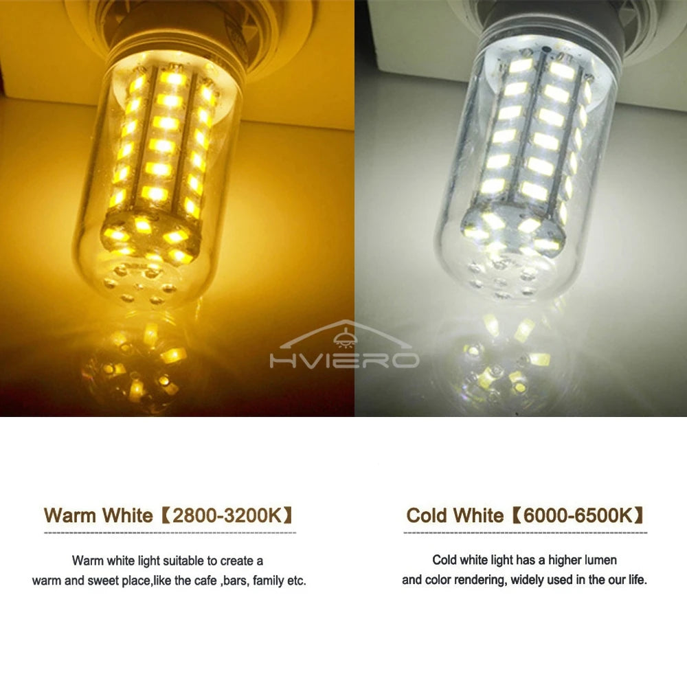 HVIERO E27 LED Corn Bulb 72-LED 5730SMD 360° Warm White 220V