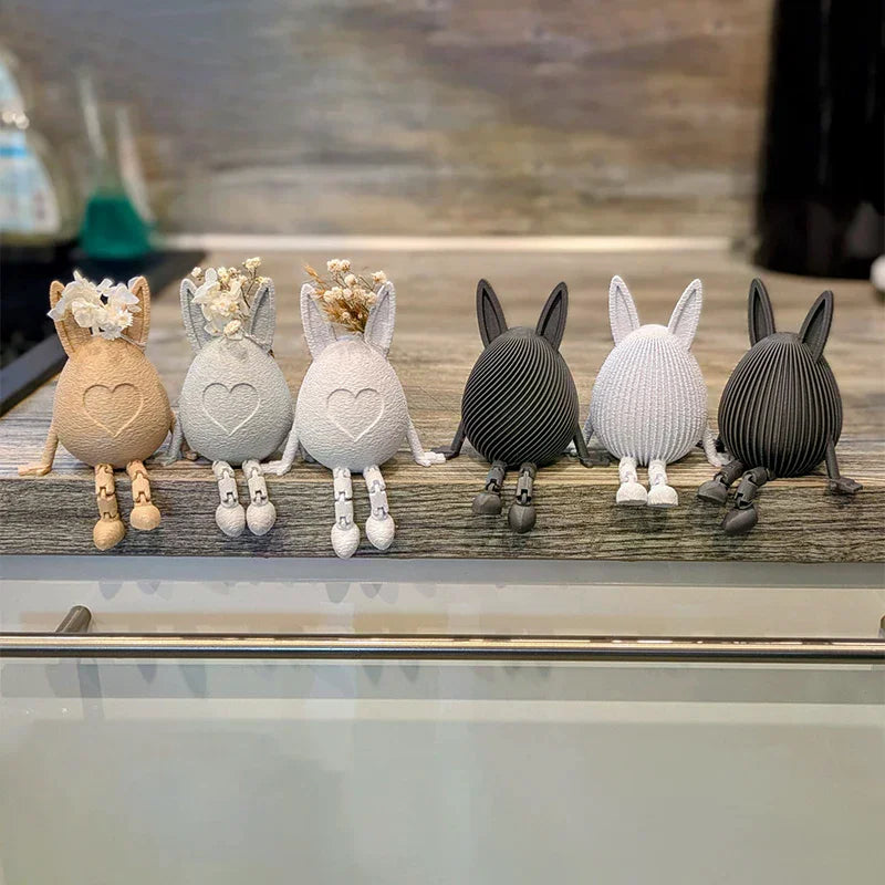 3D Easter Rabbit Egg Model With Movable Joints Egg Ornament Articulated Egg Statue Home Office Decor Easter Decor Perfect Gift Oasis Select